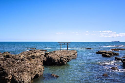 大洗沖での海洋散骨